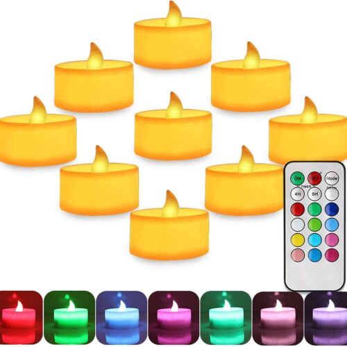 2.2" Flameless Tea Light, Colorful Christmas Flickering Candles with Remote, Battery Operated Led Candles, Electric Candles for Votive Holder, Wedding Lights, Window Candles Thanksgiving Day