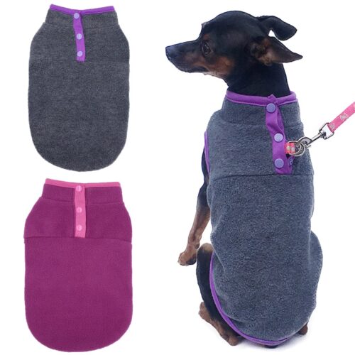 2 Pack Dog Fleece Vest Sweater, Warm Pullover Fleece Puppy Jacket, Autumn Winter Cold Weather Coat Clothes, Pet Stretch Fleece Apparel With Buttons Costumes For Small Medium Dogs Cats (Large)