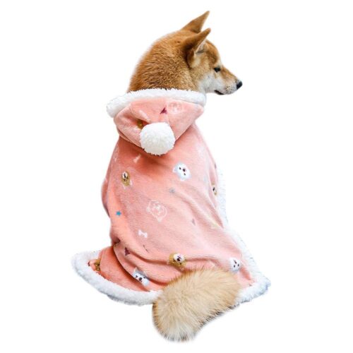 Dog Clothes Fleece Winter Coat Warm Soft Dog Vest For Cold Weather,Flannel Blanket Throw Multi-Use Pet Apparel For Small Medium Dogs & Cats (M Pink)