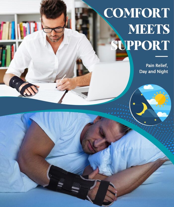Resting Hand Splint for Stroke Recovery & Carpal Tunnel Relief - Night Immobilizer with Removable Splints, Arthritis & Tendonitis - Adjustable Wrist Support Brace Left Hand for Men & Women - Image 13