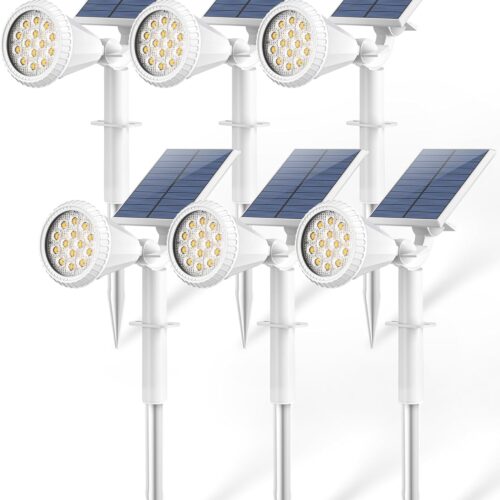 Solar Lights Outdoor Waterproof IP65 180° Adjustable Landscape Spot Lights for Yard 4 Lighting Modes Solar Powered Spotlights for Pathway Garden Outside Wall Pool Porch (6 Pack, Cool White)