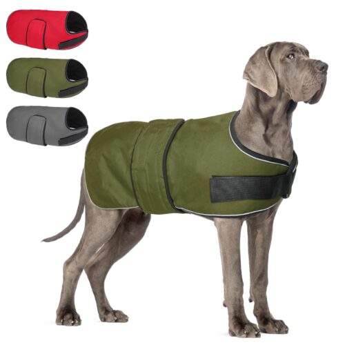 Beautyzoo Reflective Dog Winter Coat For Small Medium Large Great Dane Dogs,Winter Dog Jacket With Fleece Lining Dog Cold Weather Coat,Oxford Canvas Waterproof Windproof Dog Clothes,Easy Wear Dog Vest