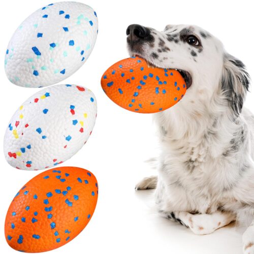 3 Pcs 5.5'' Indestructible Dog Ball For Aggressive Chewers, Tough Large Bouncy Dog Footballs Outdoor Floating Fetch Game Pets Toys For Medium And Large Breed, 3 Color