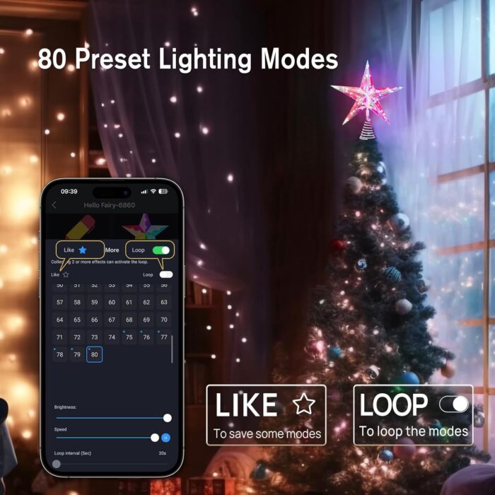10” Smart Christmas Tree Topper Star, Iridescent Star with 10 RGB LED Lights, 16 Mil. Colors Changing, Music Sync, Timer, Xmas Treetop Decorations - Image 3