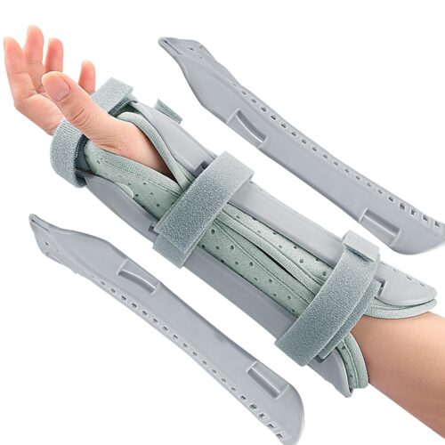 Forearm & Wrist Support Brace Splint, Forearm Immobilizer Brace Splints Breathable Wrist Splint for Carpal Tunnel, Upgraded with Double Splint, Great for Wrist Pain, Sprain, Sports Injuries (Left)