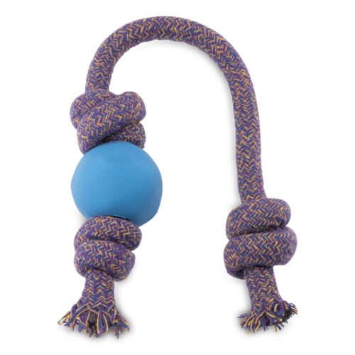 Beco Ball On Rope Dog Toy For Teething Puppy & Aggressive Chewers, Tug, Fetch, & Pull Interactive Play For Dogs, Super Durable & Tough, Made From Natural Rubber & Recycled Cotton