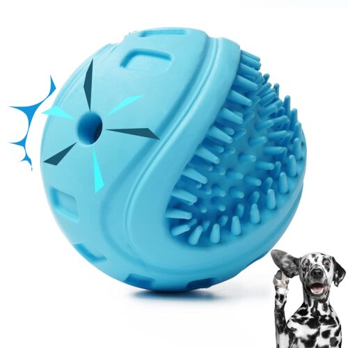 Dog Balls Toys, Dog Squeaky Balls Toy For Small Medium Large Dogs, Indestructible Rubber Dog Balls For Aggressive Chewers, Dog Chew Toys With Squeaker For Teeth Cleaning