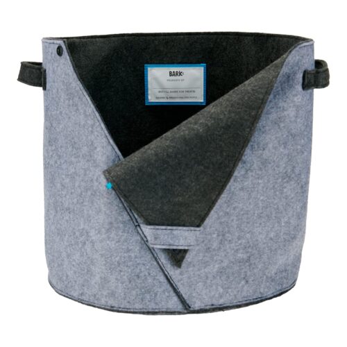Barkbox – Felt Storage Bin For Dog Toys – Long Lasting Pet Supplies Container – Dog Home Decor Organizer For Tennis Balls, Squeaker Toys, Leashes, Collars And More – Standard Size 12” X 13”
