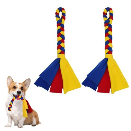 2 Pack Dog Flirt Pole Replacement Toys Dog Fleece Rope Teaser Toy For Chase And Tug Dog Interactive Cotton Chew Toys Chase Pet Braided Rope Tether Lure Toy To Outdoor Exercising Training
