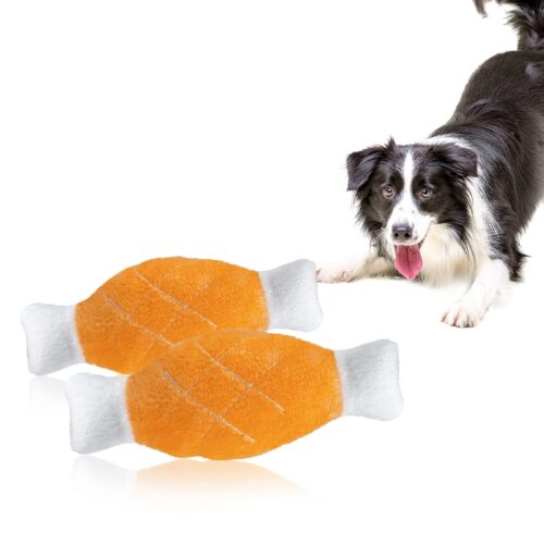 Andiker 2Pcs Dog Squeaky Toy, Dog Chicken Legs Bone Pet Funny Squeaky Toy Dog Plush Toy For Small Medium Large Dogs And Cats (18Cm)