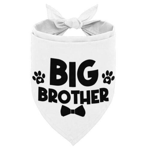 Dog Bandana, Big Brother Dog Bandana, Dog Scarf White Printing, Dog Scarf Accessories, Dog Bandana Pet Scarf, Pet White Scarf Gender Reveal Accessories, Dog Bandana Gift For Small Medium Large (A27)