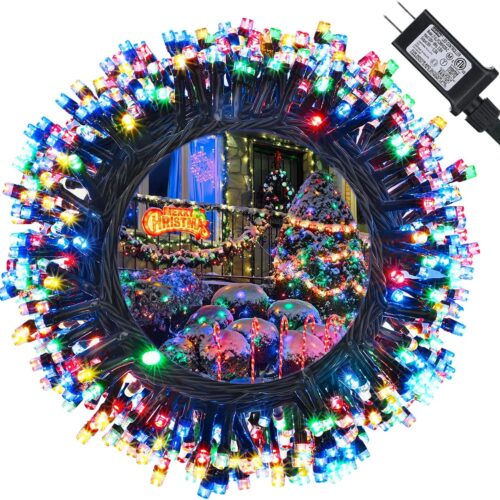 114ft Christmas String Lights Outdoor, 300 LED Christmas Lights Connectable with Timer, 8 Modes Multicolor Christmas Tree Lights Fairy Twinkle Lights for Indoor Outdoor Xmas Decorations