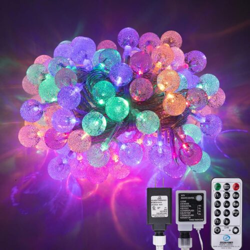 100 LED 49 FT Globe Ball String Lights Crystal Bubble Ball Fairy String Lights Plug in with Remote 8 Modes Extendable for Indoor Outdoor Wedding Christmas Tree Garden Decor (Multicolor)