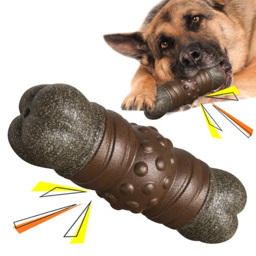 Dog Chew Toys For Aggressive Chewers, Indestructible Tough Squeaky Interactive Dog Toy, Dog Grinding Teeth Mentally Stimulating Chew Toy For Medium/Large Dogs