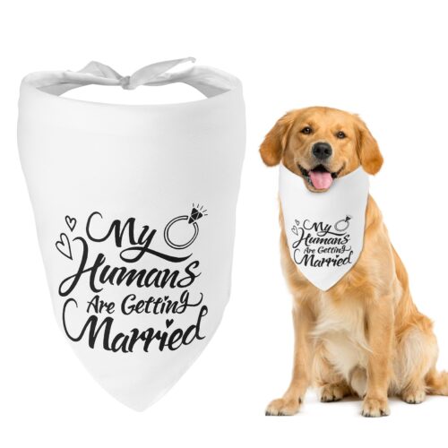 Dog Bandana Durable Soft Adjustable Pet Scarf Dog Bandana Triangle Bibs Scarf Accessories Wedding Photo Prop Dog Engagement Announcement For Dogs Cat Pets Lovers Engagement Gift