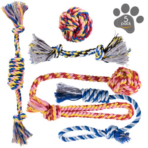 Dog Chew Toys - Puppy Teething Toys- Puppy Chew Toys - Rope Dog Toy - Puppy Toys - Small - Dog Toy Pack - Tug Toy - Dog Toy Set - Washable Cotton Rope For Dogs