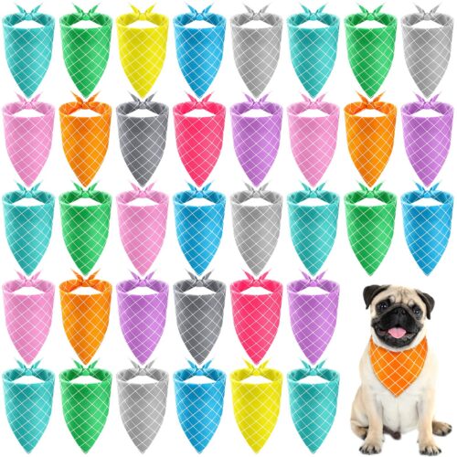 20 Pieces Dog Bandana Dog Bandanna Point Adjustable And Washable Dog Triangle Scarf Dog Kerchiefs Dog Bib Accessories For Small To Medium Dog Puppy Cat (Plaid)