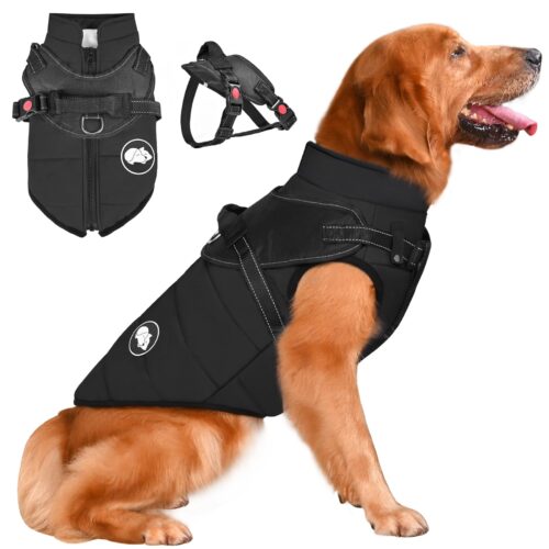 Dog Coat With Harness Detachable, Waterproof Warm Dog Coat For Cold Weather, Reflective Dog Winter Jacket For Small Medium Large Dogs, Puppy Clothes For Teddy Chihuahua